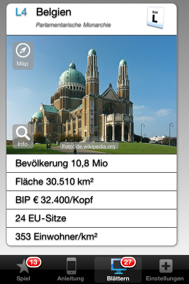 Screenshot "Size EU" – Die Größenverhältnisse der 27 Länder der Europäischen Union kennenlernen Screenshot "Size EU" – Die Größenverhältnisse der 27 Länder der Europäischen Union kennenlernen